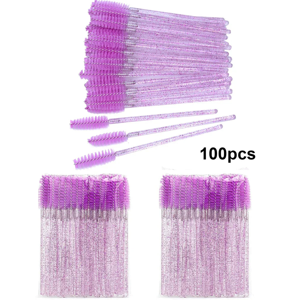 100-Pack Disposable Mascara Wands & Eyelash Spoolie Brushes Disposable Spoolie Brushes QXL M93crystal Purple100