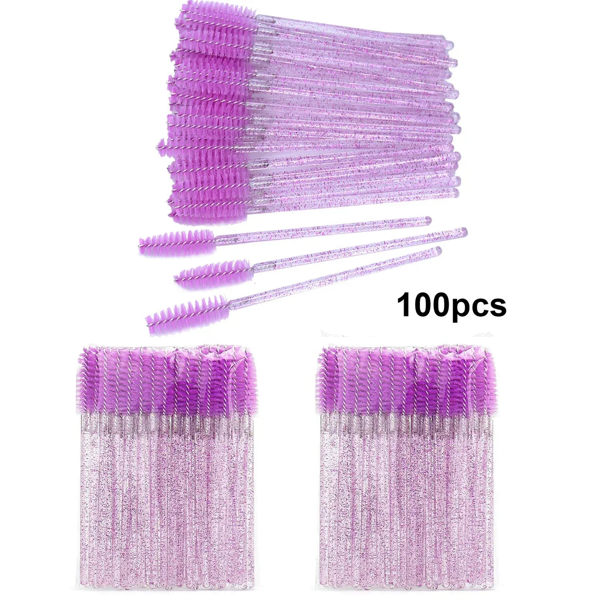100-Pack Disposable Mascara Wands & Eyelash Spoolie Brushes Disposable Spoolie Brushes QXL M93crystal Purple100
