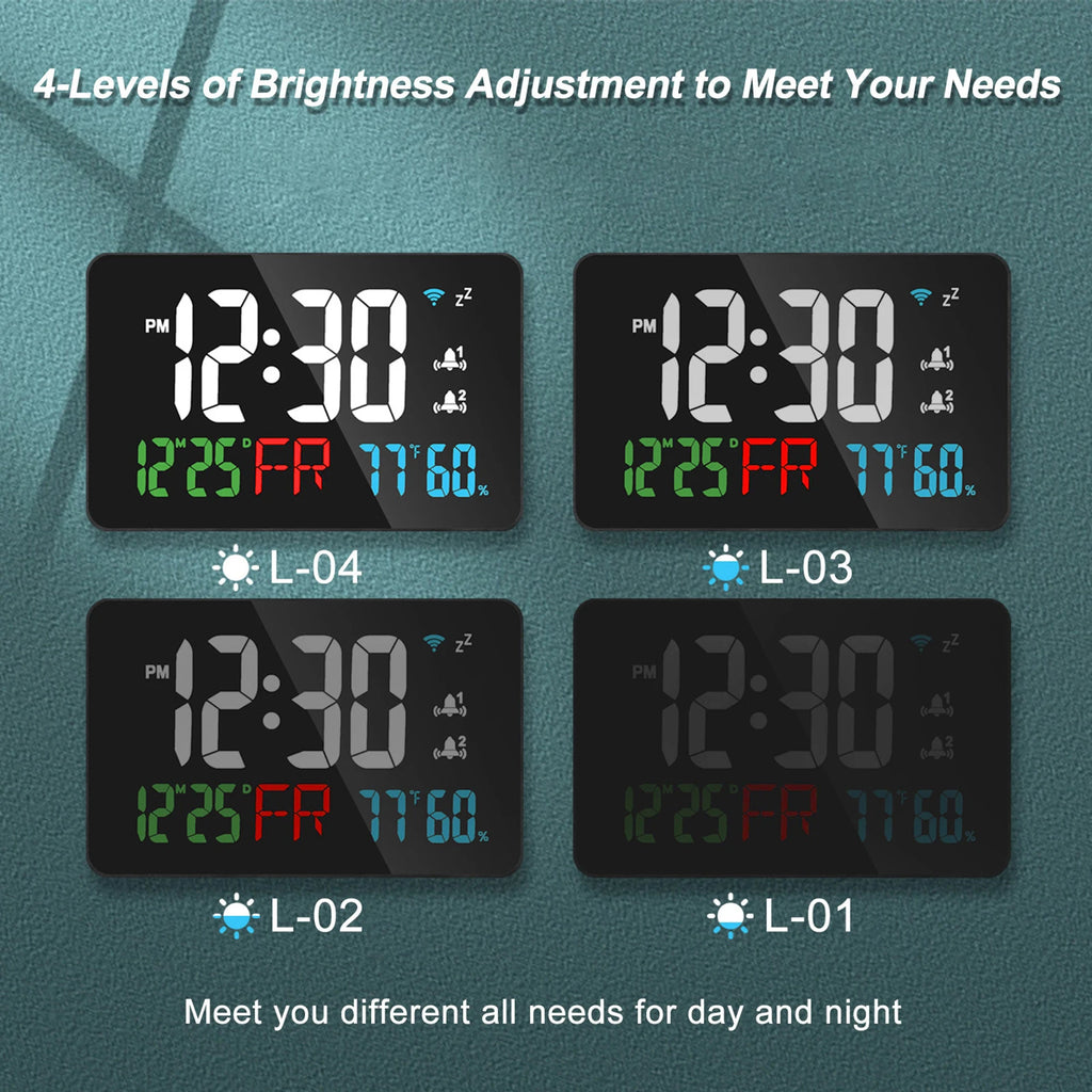 Smart WiFi LED Alarm Clock | Temp, Humidity & 4 Brightness Levels Smart LED Alarm Clock QXL