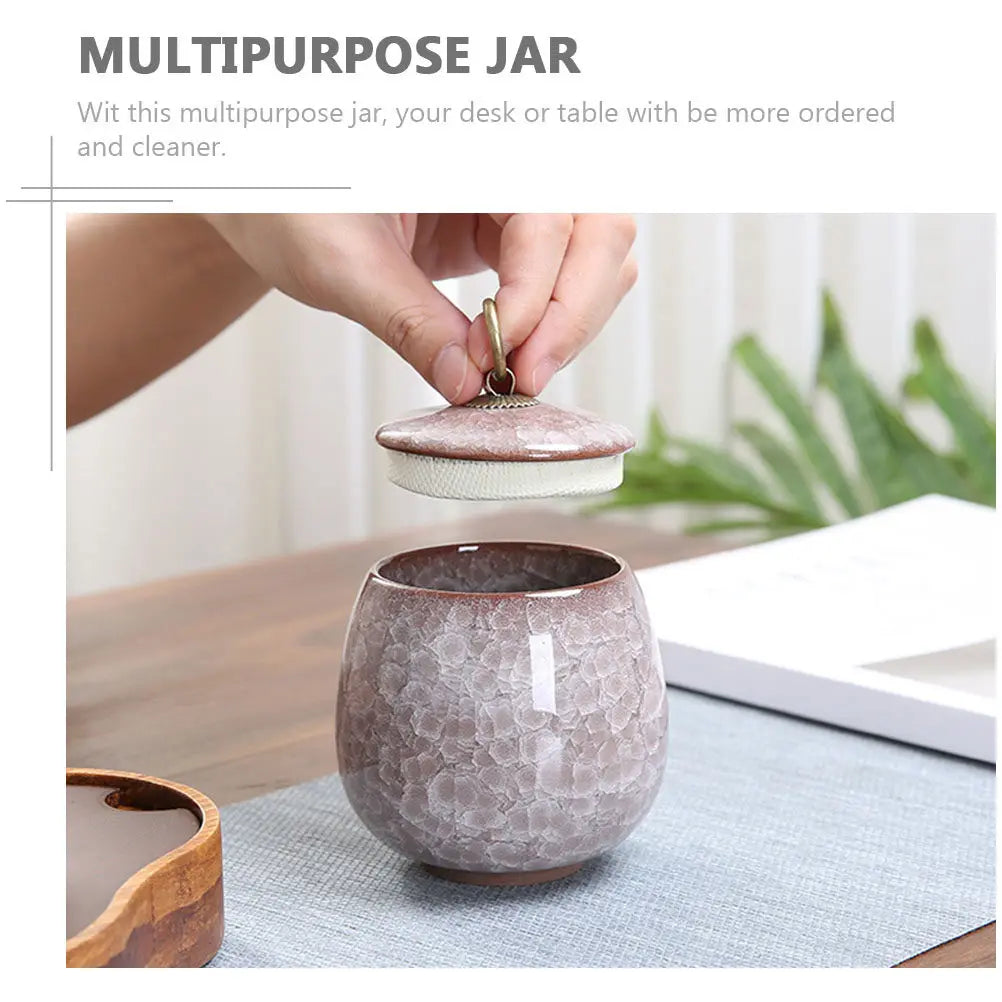Ice Crack Ceramic Nail Dip Powder Jar with Lid | Manicure Organizer Nail Dip Powder Jar QXL