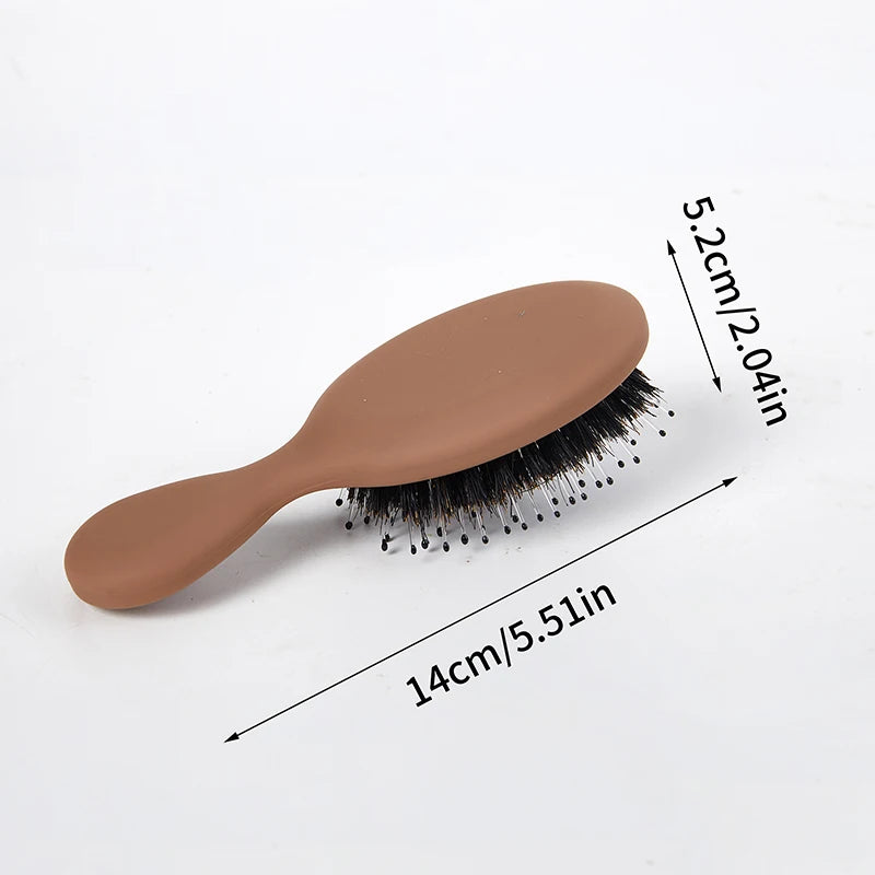 Mini Oval Boar Bristle & Nylon Hair Brush | Anti-Static Boar Bristle Hair Brush QXL