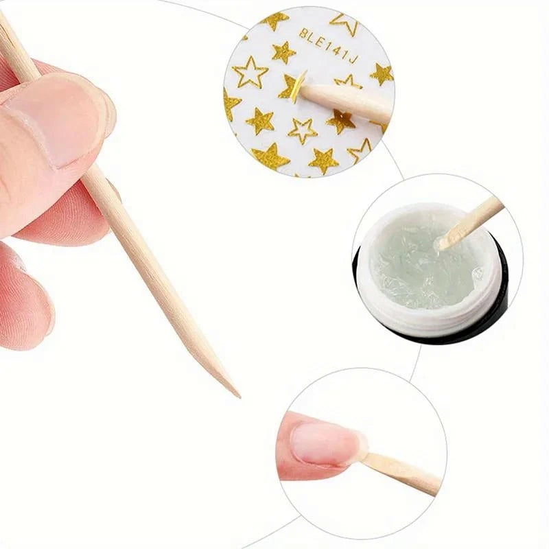 Orange Wood Cuticle Pusher Sticks | Nail Manicure & Gel Art Cuticle Pusher Sticks QXL