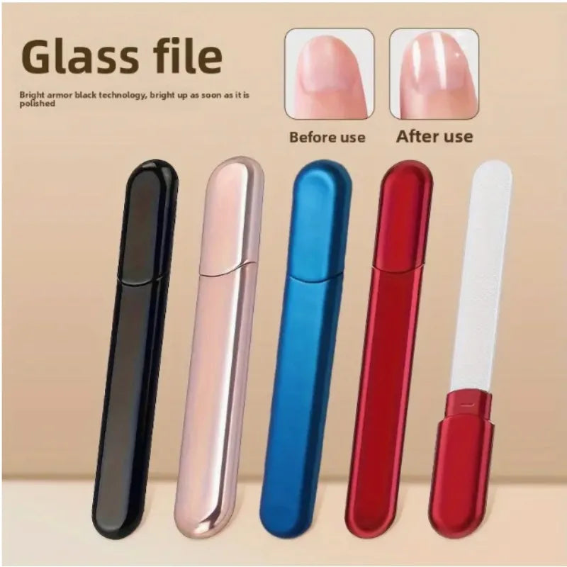 Rose Gold Crystal Glass Nail File | Salon-Grade Manicure Tool Glass Nail File QXL