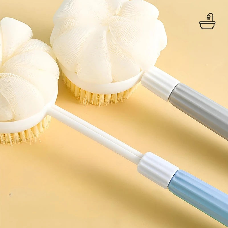 Long Handle Back Scrubber | Stiff & Soft Bristles, Anti-Slip Bath Scrubber Brush QXL
