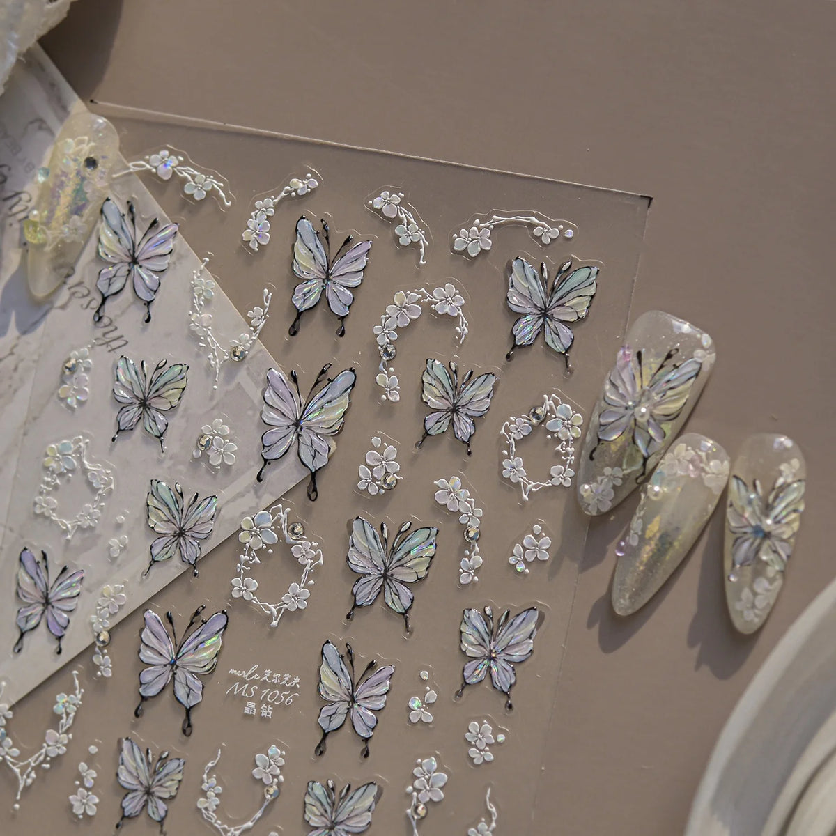 5D Butterfly Rhinestone Nail Stickers | Floral Vine Decals 5D Nail Stickers QXL