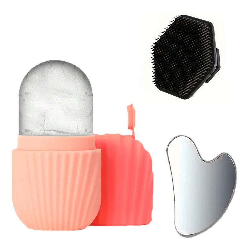 3-Piece Facial Ice Mold, Gua Sha Plate & Face Comb Set Facial Beauty Tool Set QXL