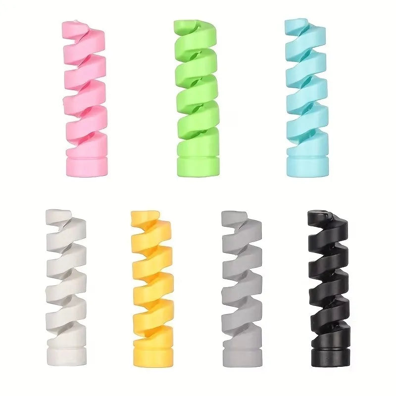 10-Pack Silicone Spiral Cable Protectors | Universal Fit Cable Protector QXL