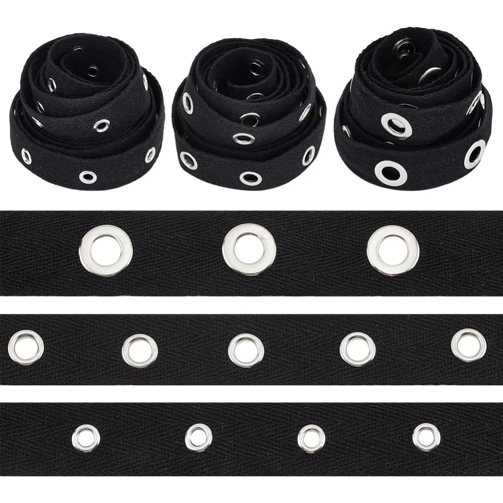 6 Yards Black Cotton Grommet Eyelet Twill Tape Trim – 3 Sizes Eyelet Trim Ribbon QXL