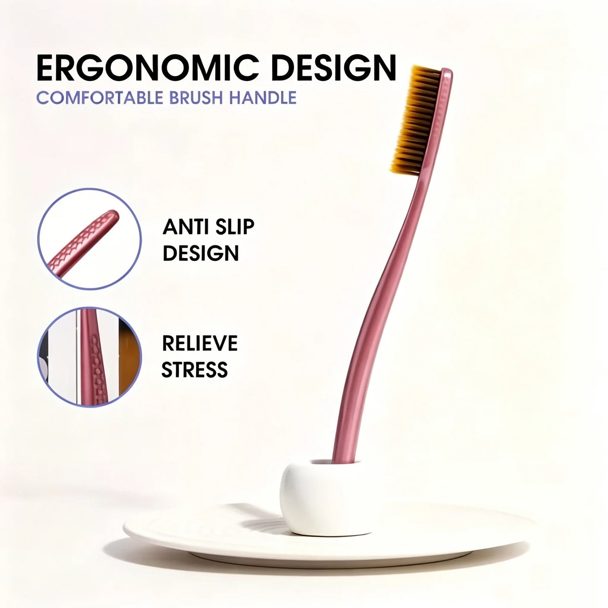 5-Pack Soft Bristle Toothbrushes | Curved Head Adults Manual Toothbrush Set QXL