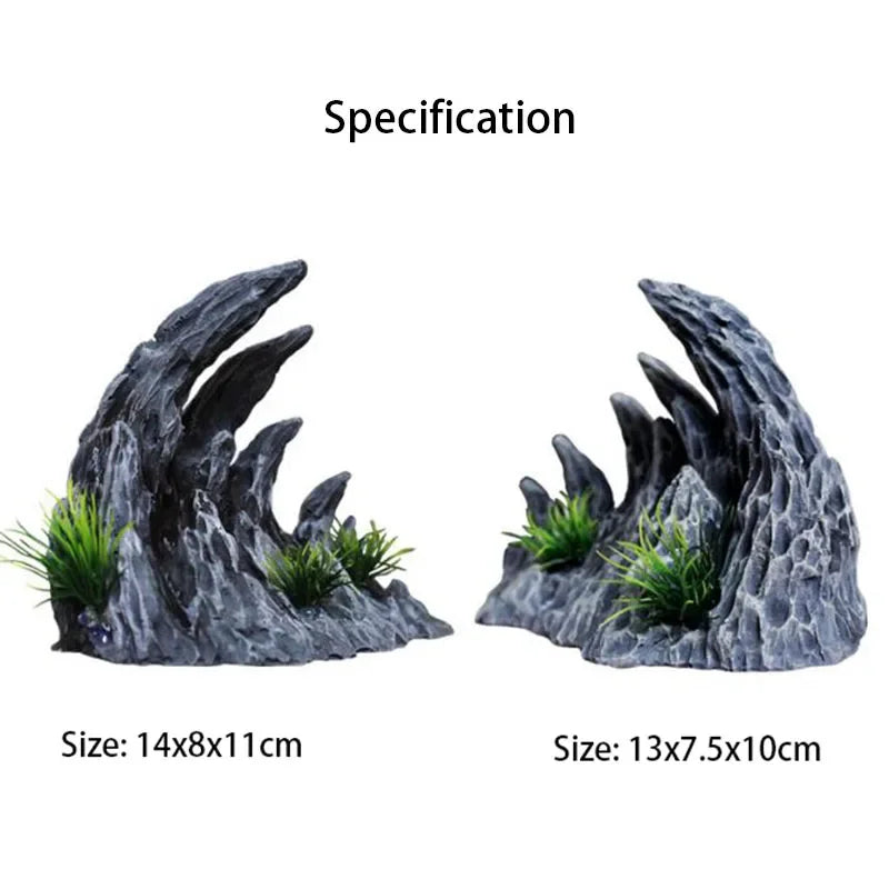 2-Pack Resin Canyon Rock Aquarium Cave Ornament for Fish & Shrimp Aquarium Ornament QXL Small