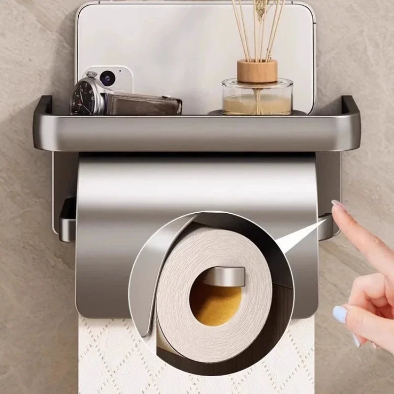 Aluminum Toilet Paper Holder – Rust-Proof, Ventilated & Splash Guard Toilet Paper Holder QXL