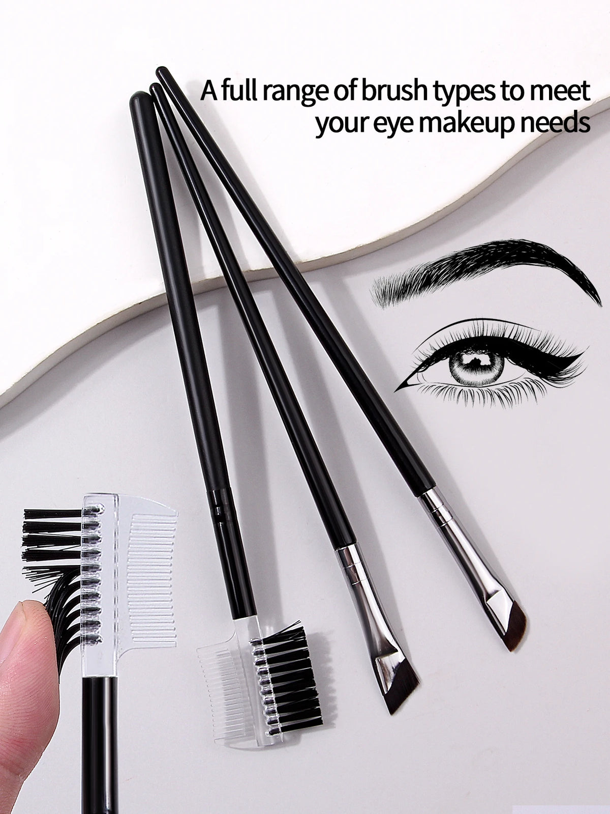 3-Pc Double-Ended Eyebrow & Eyeliner Brush Set | KOSSHOW Eye Makeup Brush Set QXL