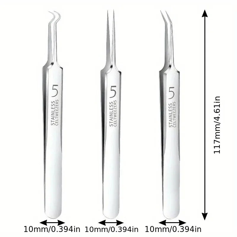 Stainless Steel Blackhead & Blemish Extractor Set | 1–3 Pcs Blackhead Extractor QXL