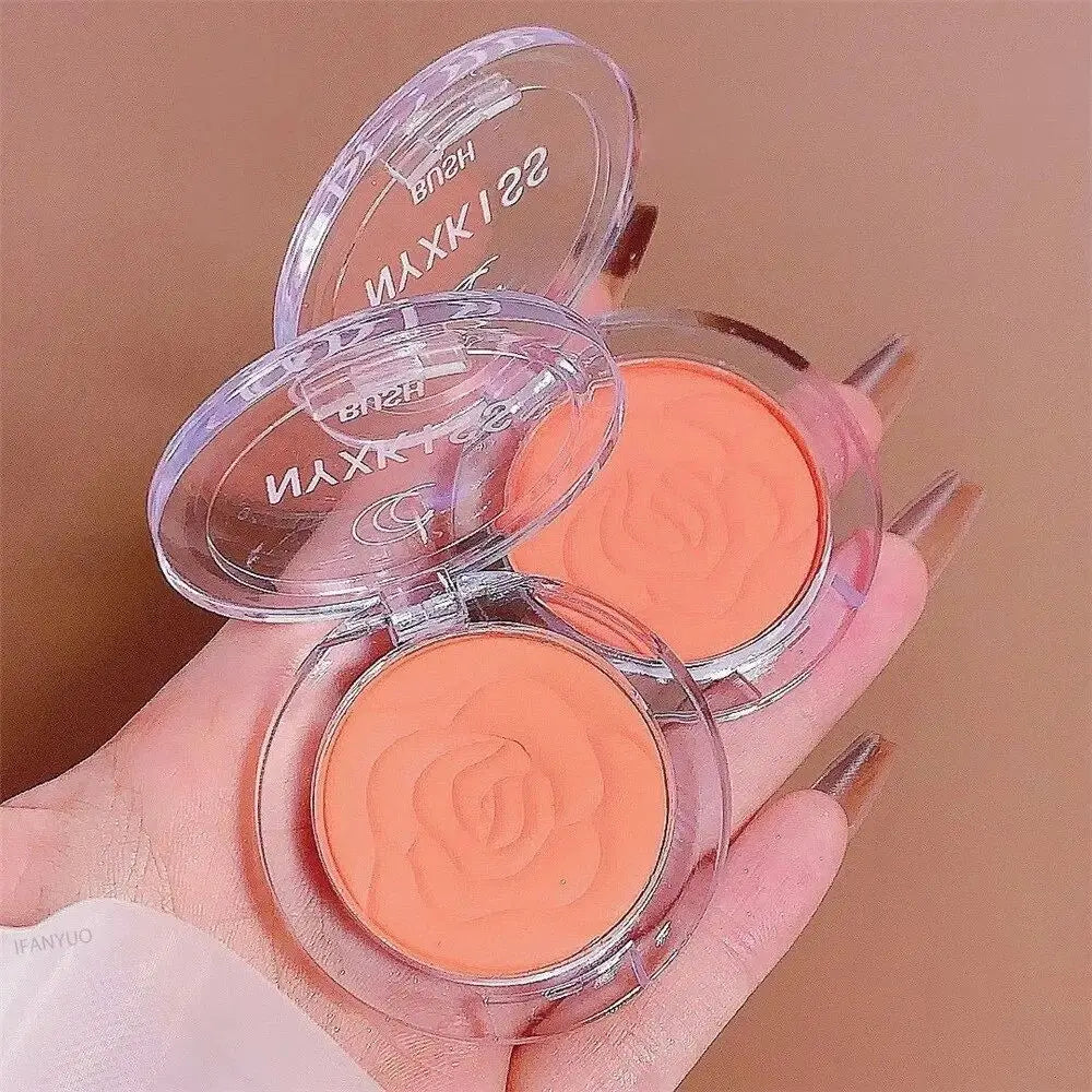 Embossed Petals Matte Blush | Peach Pink & Orange Tint Face Blush Compact QXL
