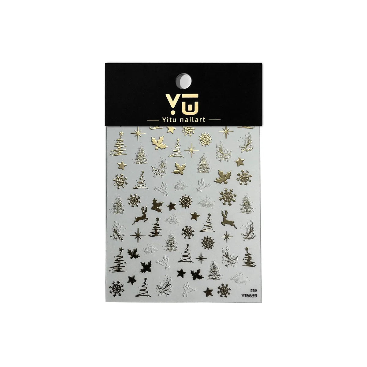 Christmas 5D Gold Foil Nail Stickers – Reindeer & Snowball Nail Art Stickers QXL 1PC