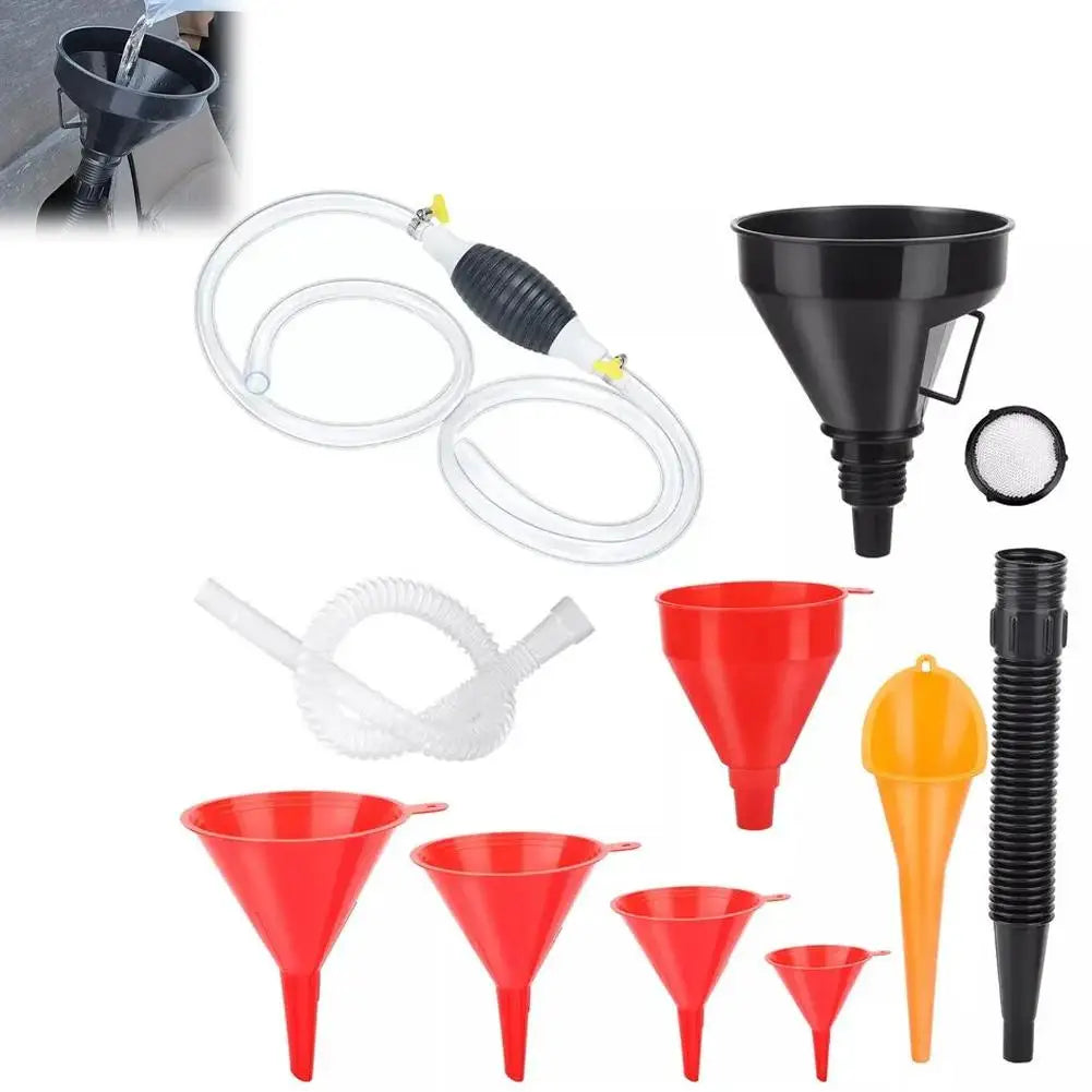 Car Oil Filling Funnel Set with Flexible Extension Pipe Car Funnel Set QXL 1set