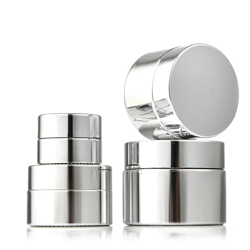 Silver Glass Cream Jar | Empty Cosmetic Container 5–50ml Glass Cosmetic Jar QXL