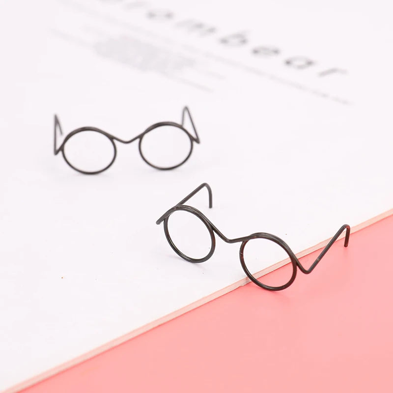 2-Pack Retro Round Lensless Alloy Glasses for BJD 1/6 Dolls Doll Accessories QXL