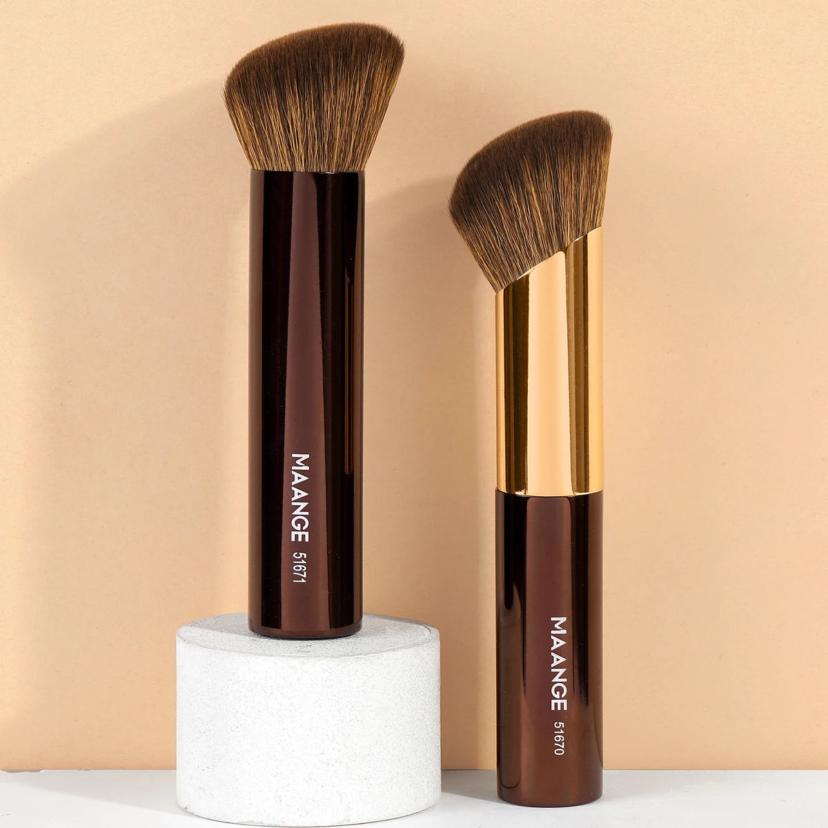 MAANGE 2-Pc Foundation & Contour Sculpting Makeup Brush Set Makeup Brush Set QXL