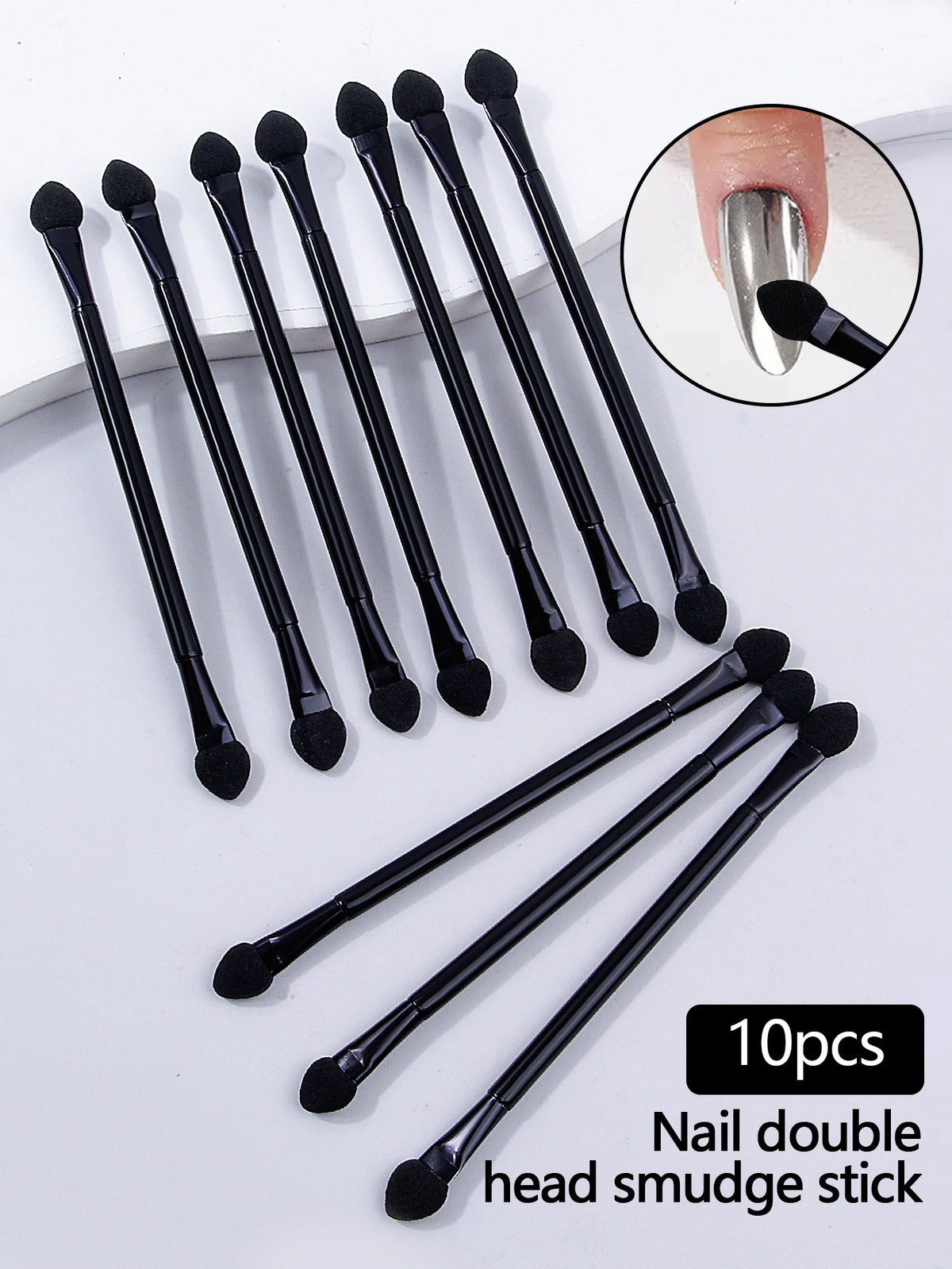 Double-Headed Sponge Stick for Aurora Mirror Chrome Nail Powder Nail Art Applicator QXL