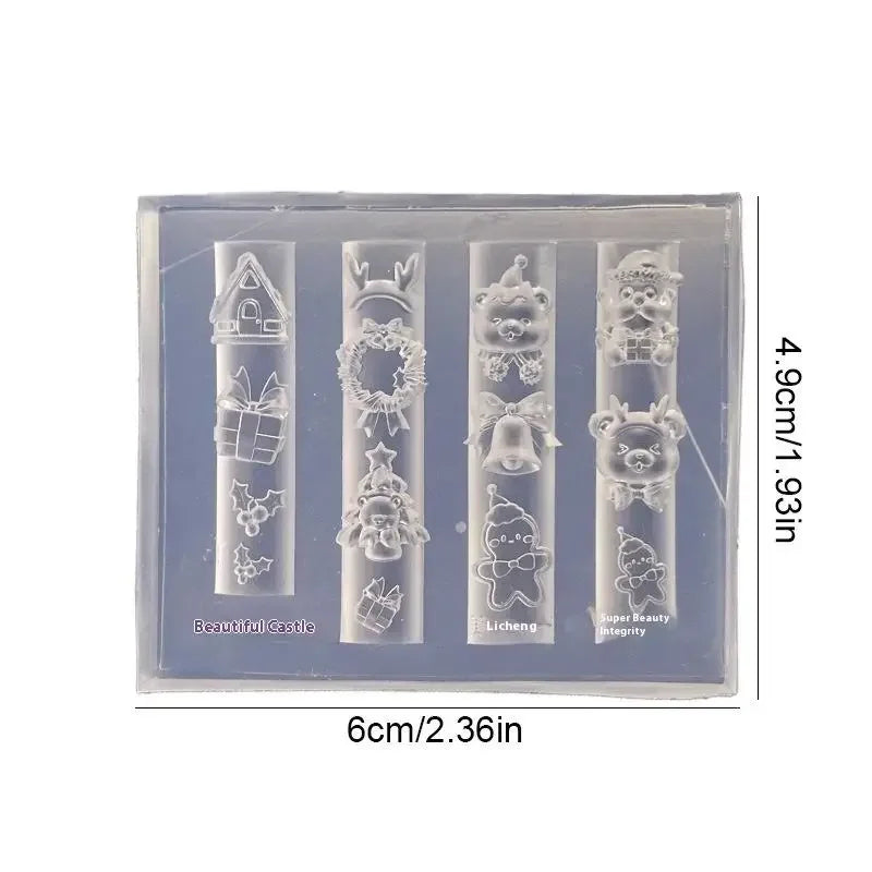 3D Christmas Silicone Nail Art Mold | Santa & Snowman DIY Silicone Nail Mold QXL