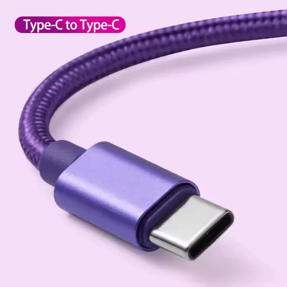 66W USB-C to USB-C Fast Charging Nylon Cable 1M 2M 3M USB-C Charging Cable QXL