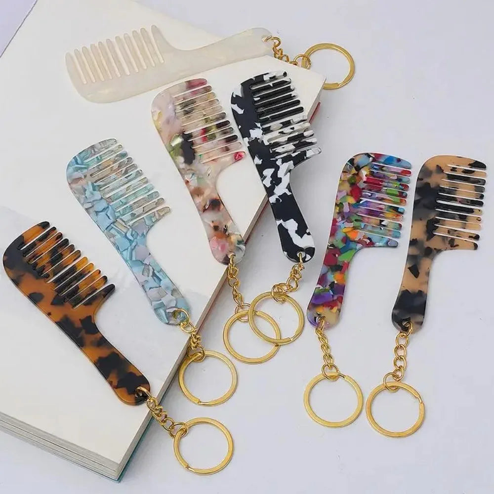 Mini Comb Keychain Pendant | Portable Colorful Pocket Hair Comb Mini Comb Keychain QXL