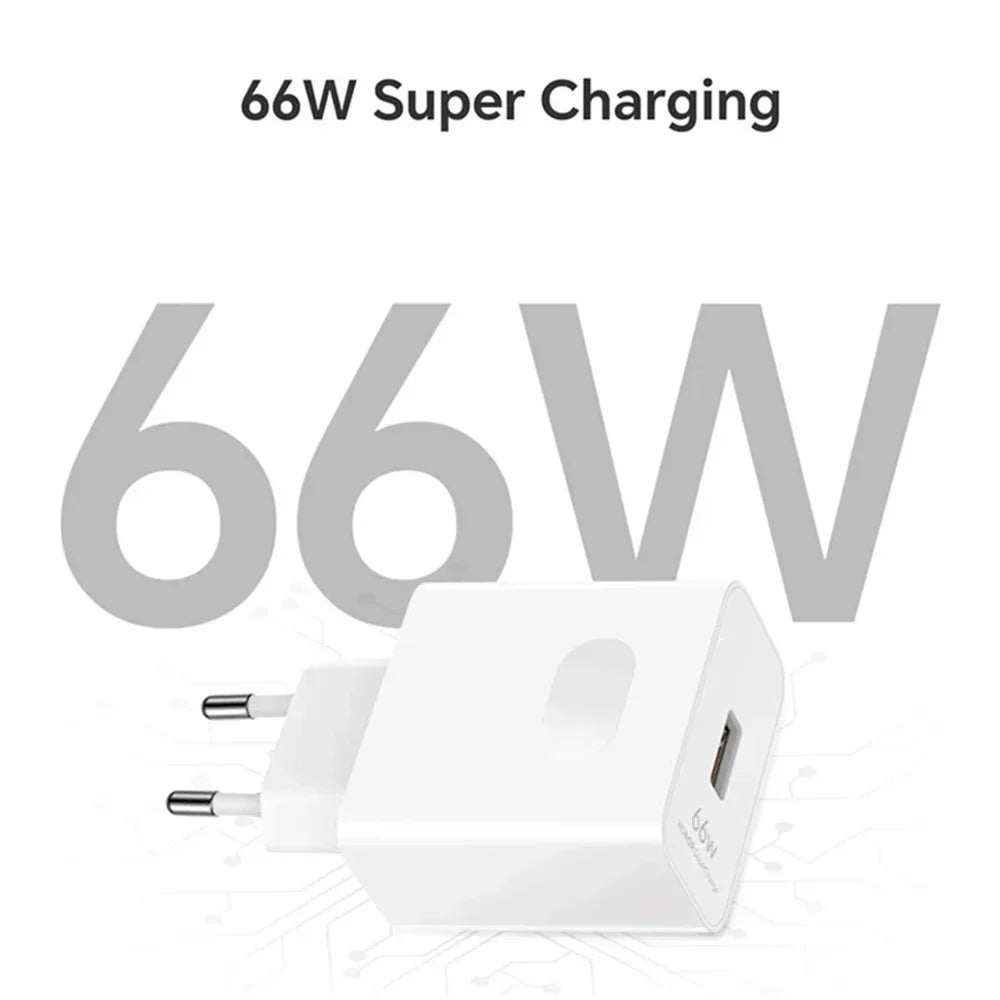 66W 6A Super Fast Wall Charger EU/US Plug + USB-C Cable Wall Charger QXL