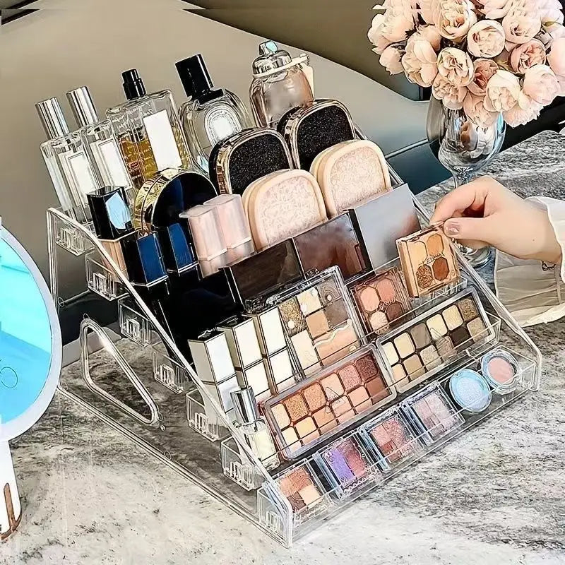 Multi-Layer Transparent Makeup Organizer & Cosmetic Rack Makeup Storage Rack QXL