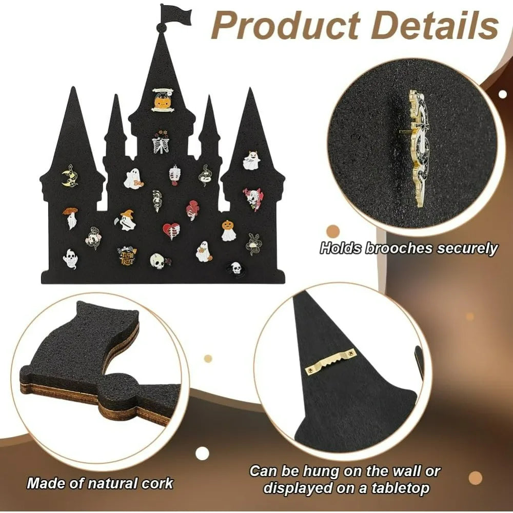 Black Castle Cork Pin Board 14x12" | Brooch & Bulletin Display Cork Pin Board QXL