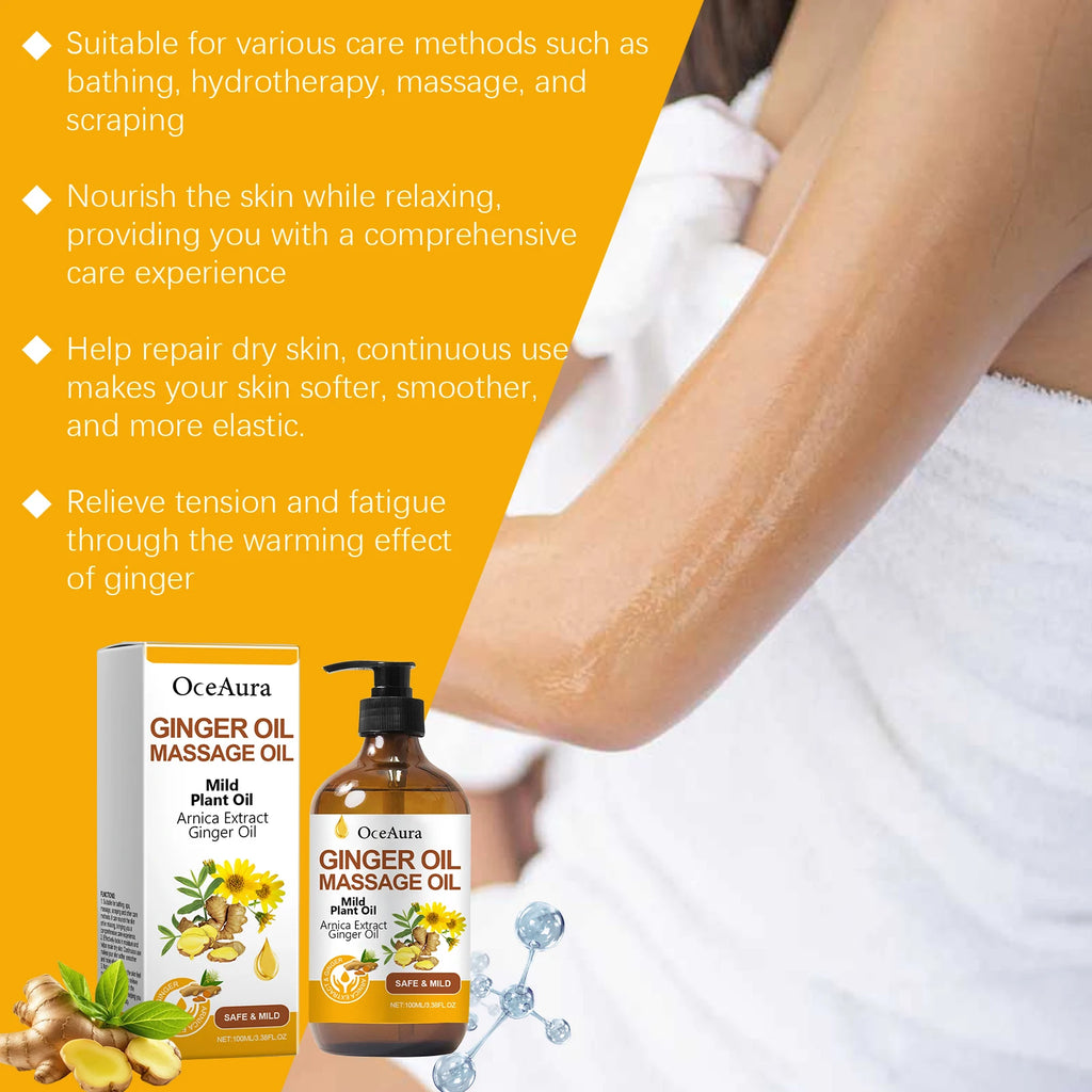 OceAura Ginger Body Massage Oil | Moisturizing & Nourishing 100ml Body Massage Oil QXL