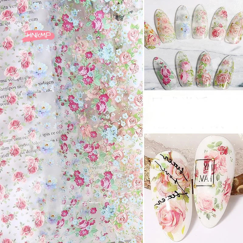 Floral Nail Transfer Stickers – Rose & Tulip DIY Nail Wraps Nail Transfer Stickers QXL
