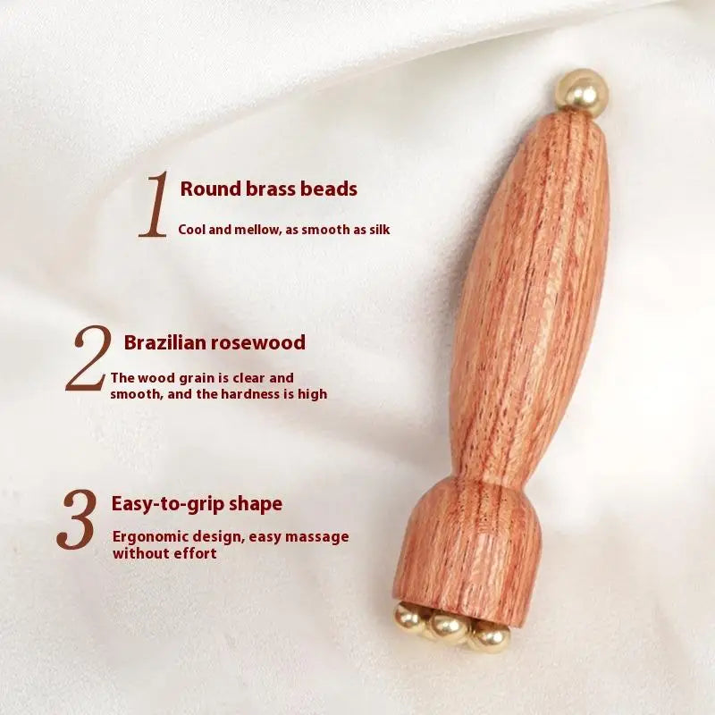 Brass & Rosewood Eye Gua Sha Stick | Facial Acupoint Massager Facial Gua Sha Tool QXL