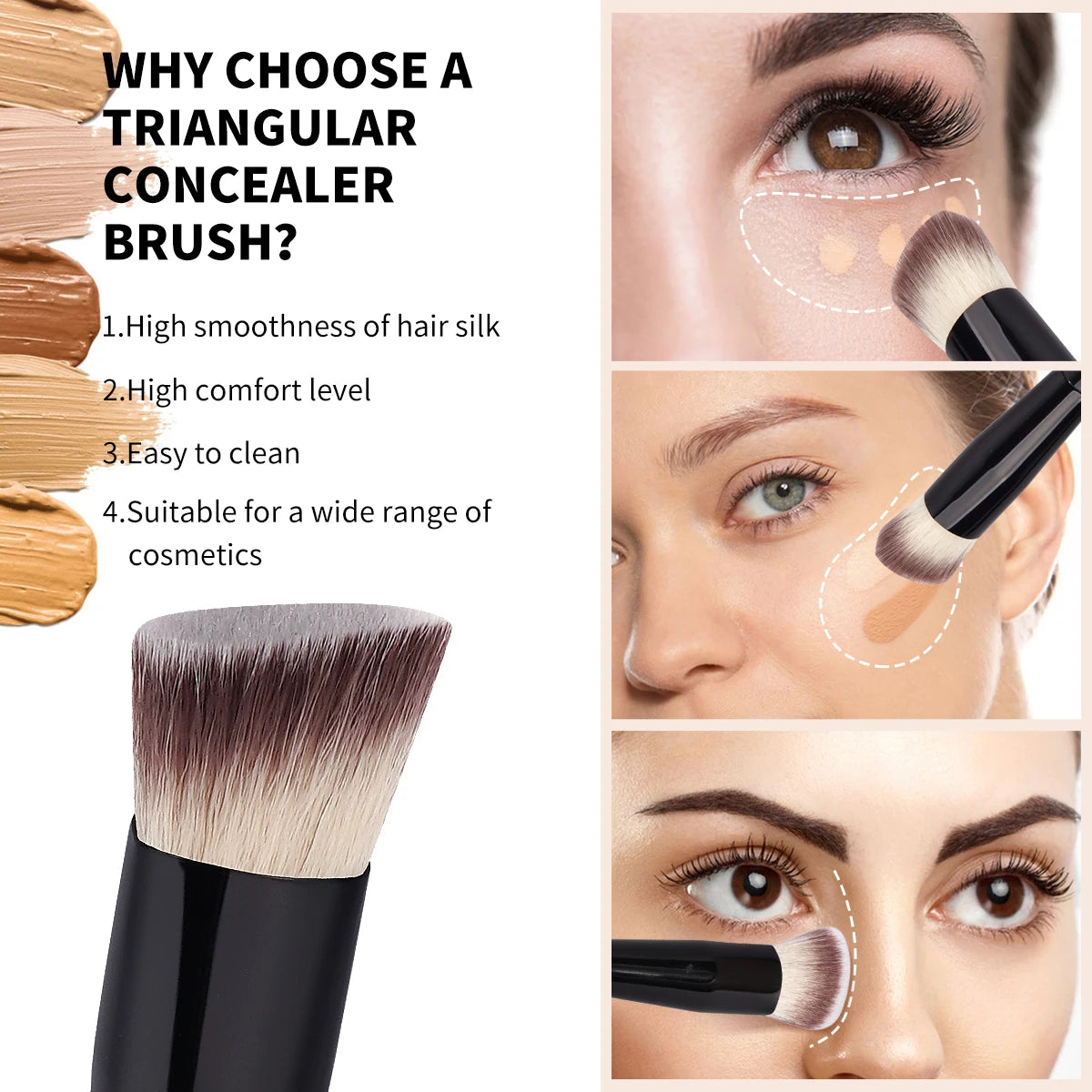 2-Pc Flat & Angle Foundation Contour Makeup Brush Set Makeup Brush Set QXL