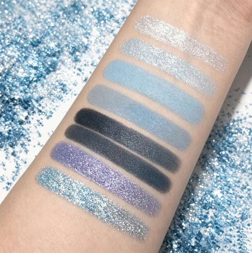 JUJU Dream Ice Blue Shimmer Glitter Eyeshadow Palette 8+ Colors Eyeshadow Palette QXL