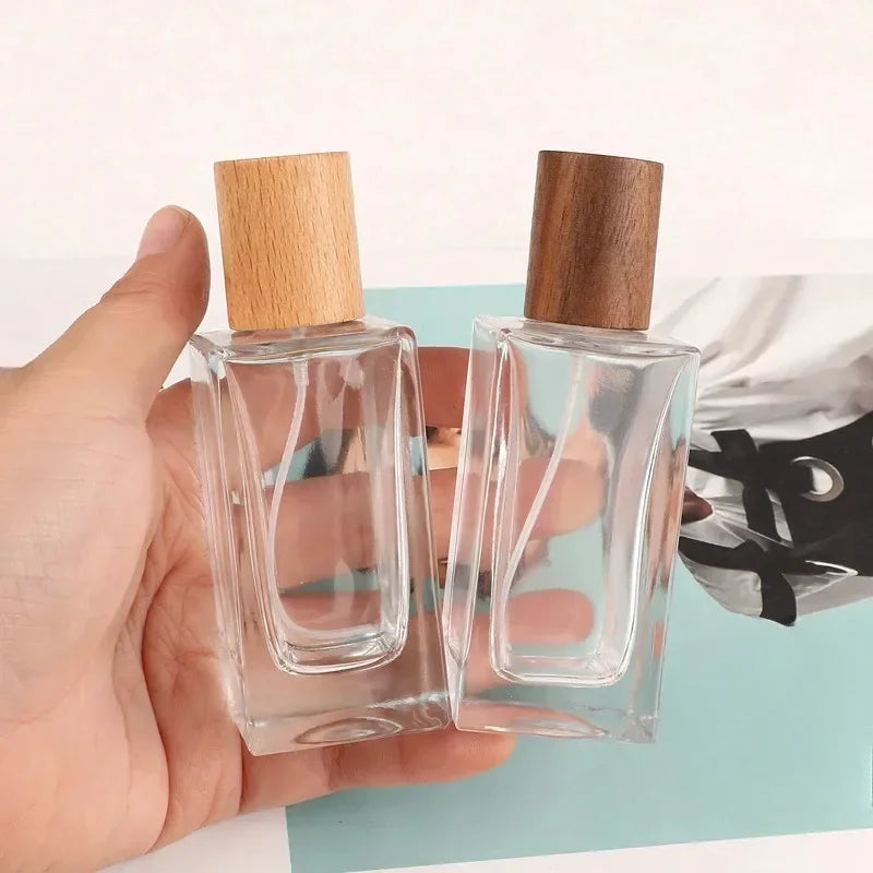 30ml & 50ml Wood Cap Refillable Glass Perfume Spray Bottle Perfume Spray Bottle QXL