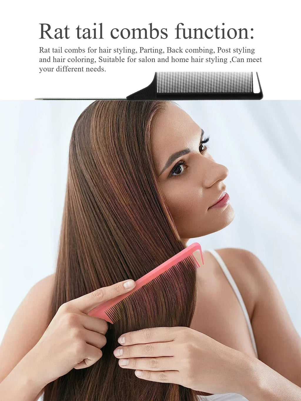 Anti-Static Rat Tail Comb | Steel Pin Pointed Salon Hair Comb Rat Tail Comb QXL