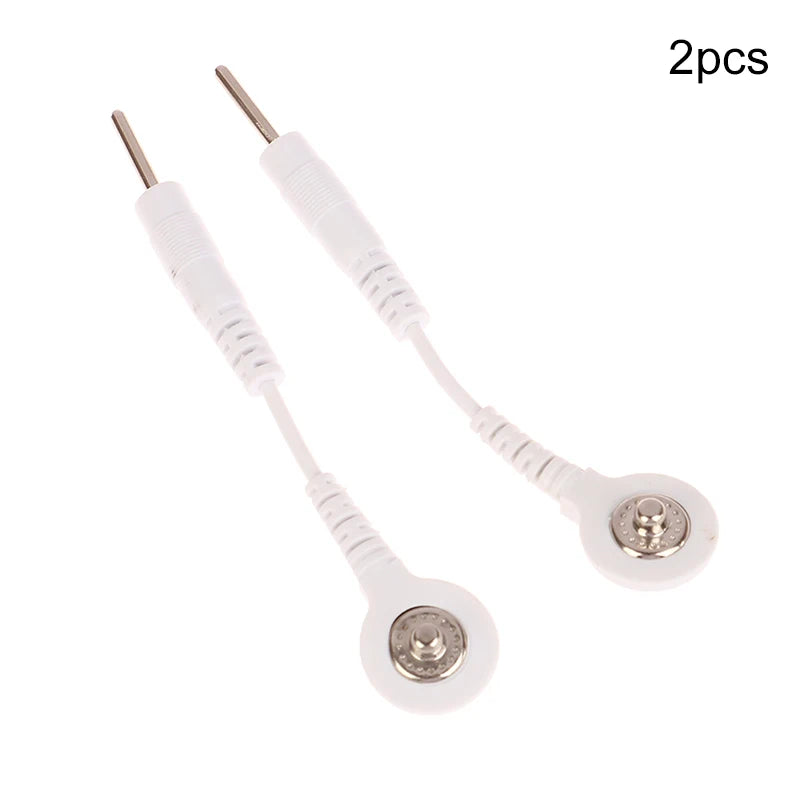 2-Pack TENS EMS Electrode Lead Cables | 2.0mm Snap 3.5mm Plug Electrode Lead Cables QXL