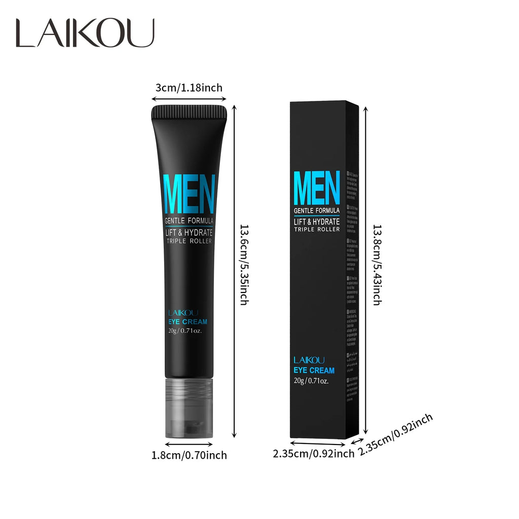 LAIKOU Men Eye Cream 20g | 3D Rollerball Hydrating Eye Care Men's Eye Cream QXL 20g
