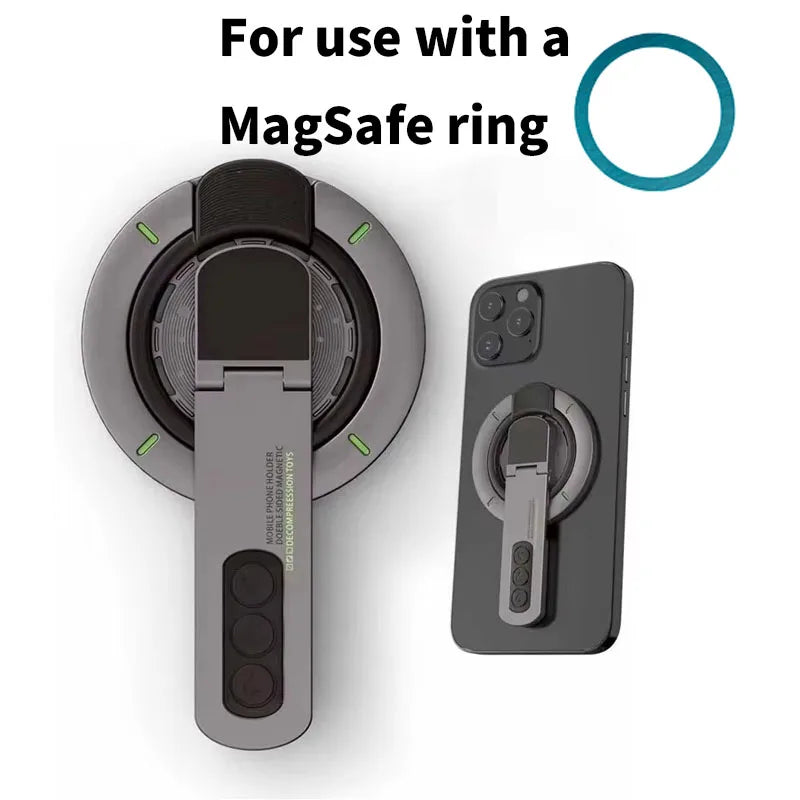 360° Rotating Magnetic Ring Phone Holder | Desktop & Travel Phone Ring Holder QXL Gray Plastic