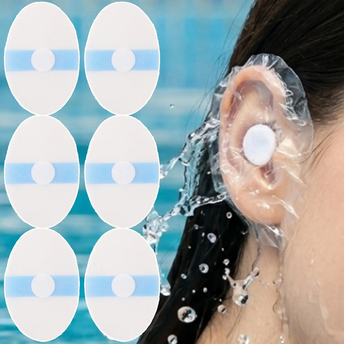 Waterproof Disposable Ear Covers for Swimming & Shower | 20-Pack Ear Protection Stickers QXL