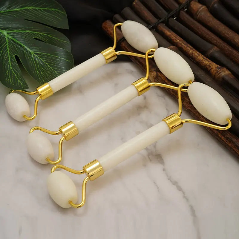 White Jade Roller & Gua Sha Set | Natural Facial Massager Jade Facial Roller Set QXL