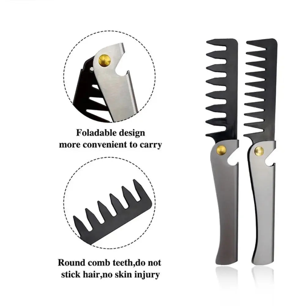 Folding Pocket Steel Comb | Portable Hair & Beard Comb for Men Folding Pocket Comb QXL