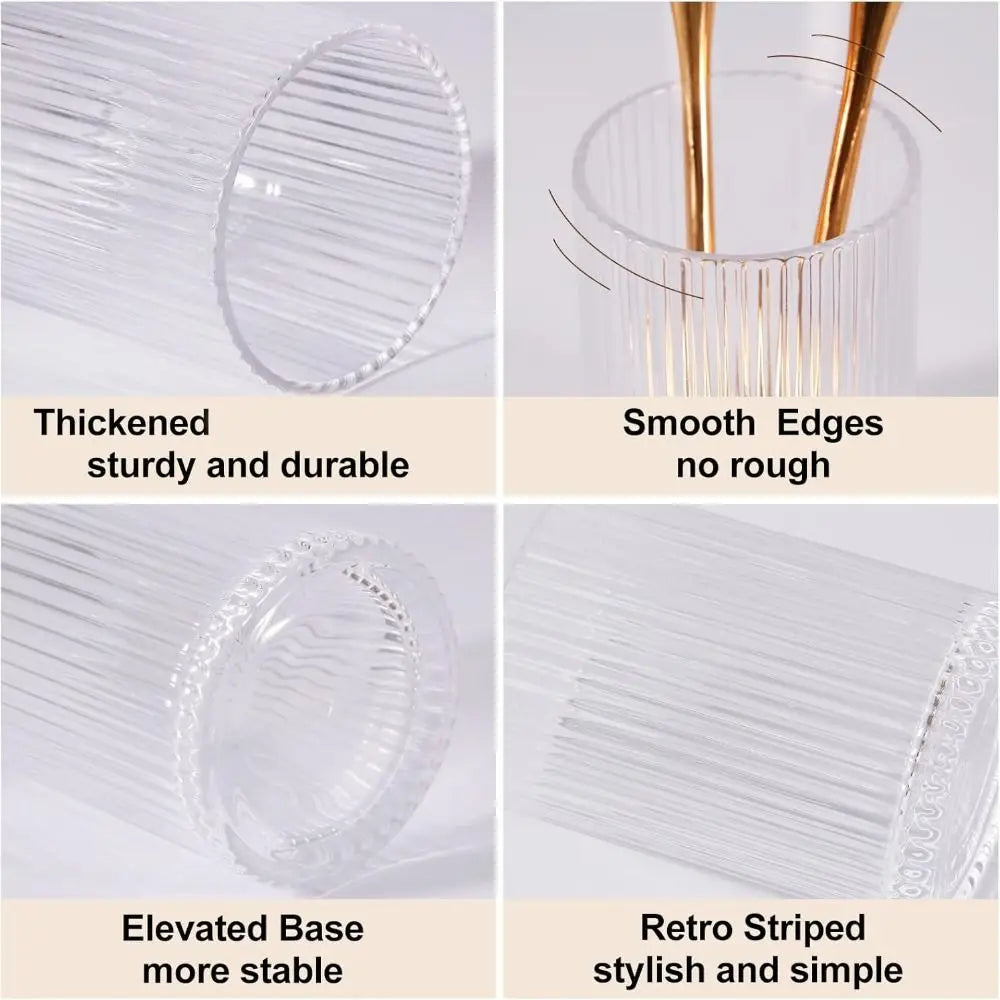 Vintage Striped Acrylic Makeup Brush Holder & Organizer Cup Makeup Brush Holder QXL