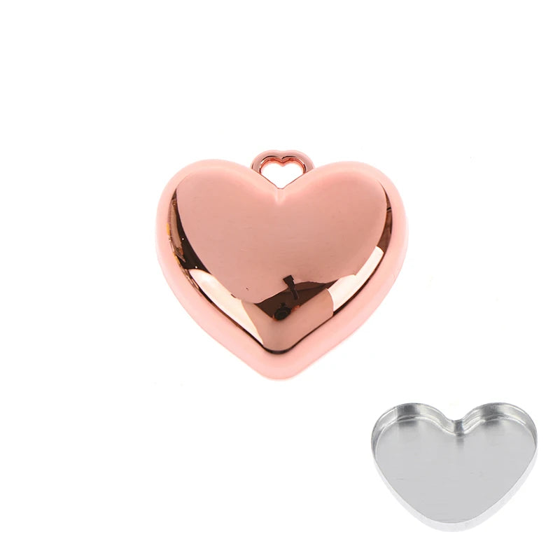 Heart-Shape Mini Empty Compact with Mirror & Keychain Empty Makeup Compact QXL Rose Gold