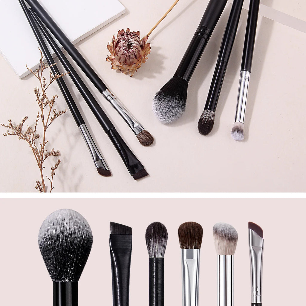 KOSSHOW 6-Pc Makeup Brush Set | Blush, Eyeshadow & Brow Kit Makeup Brush Set QXL