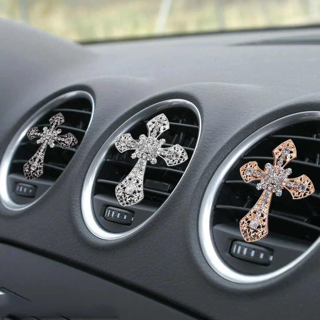 Bling Cross Car Air Vent Clip | Rhinestone Crystal Freshener Car Vent Clip Freshener QXL