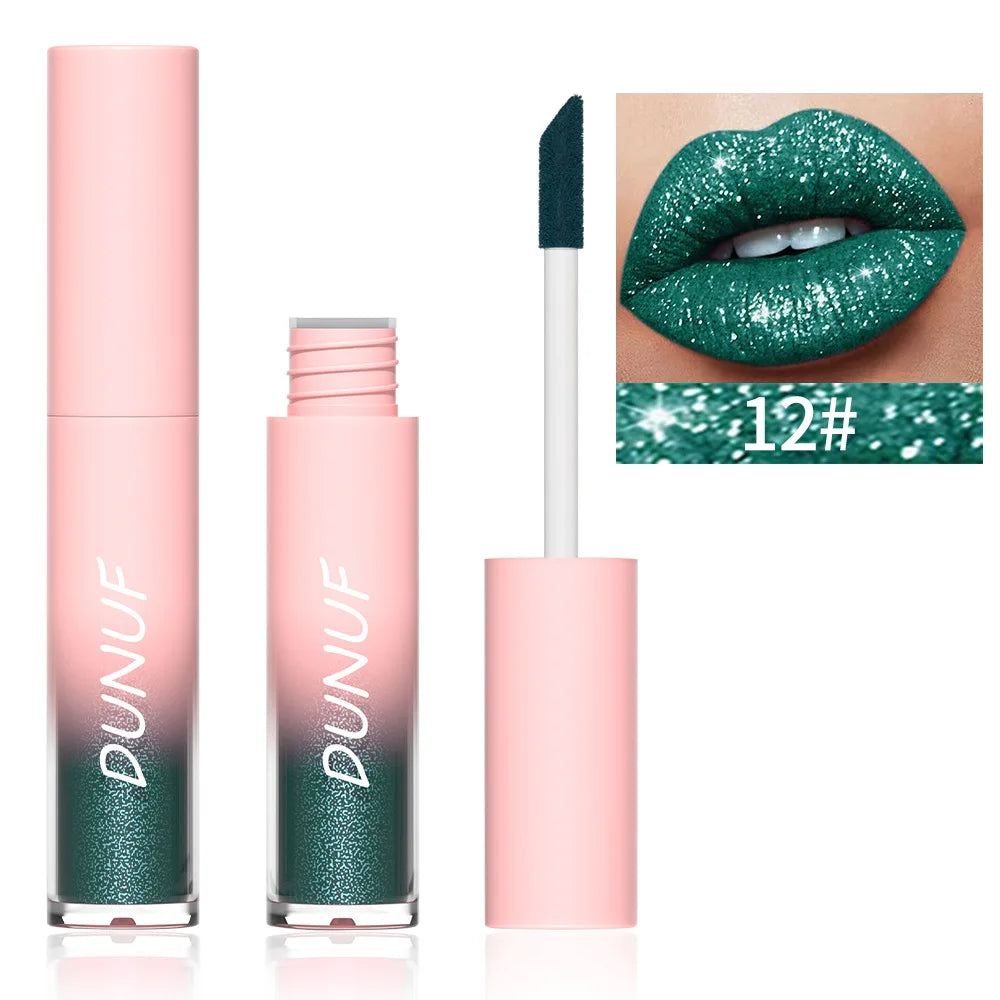 18-Color Flash Diamond Lip Gloss – Moisturizing & Long-Lasting Shimmer Lip Gloss QXL 12