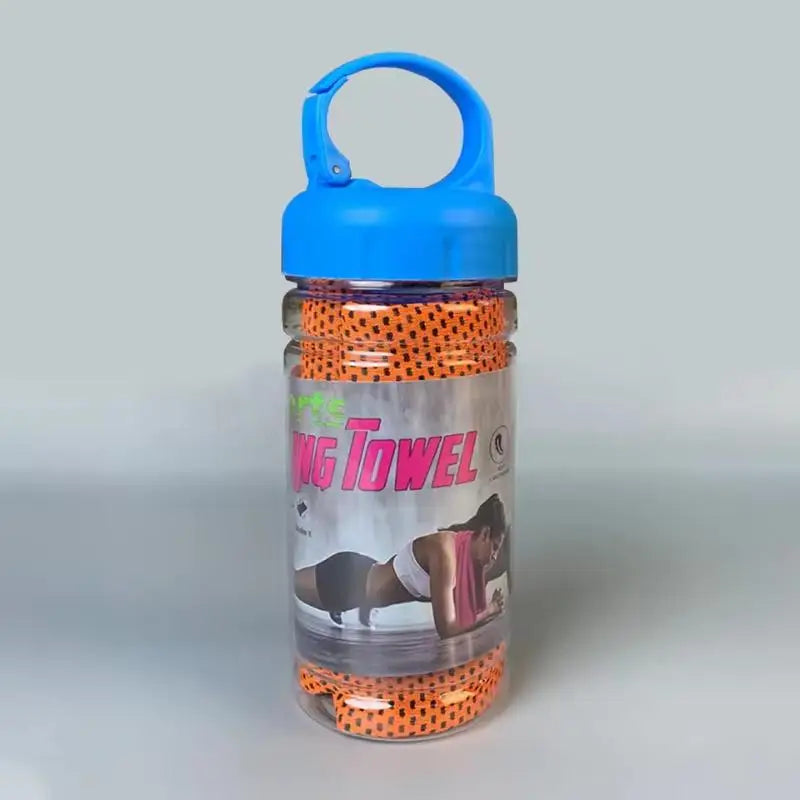 Portable Cooling Sports Towel with Storage Bottle | Quick Dry Cooling Sports Towel QXL Orange
