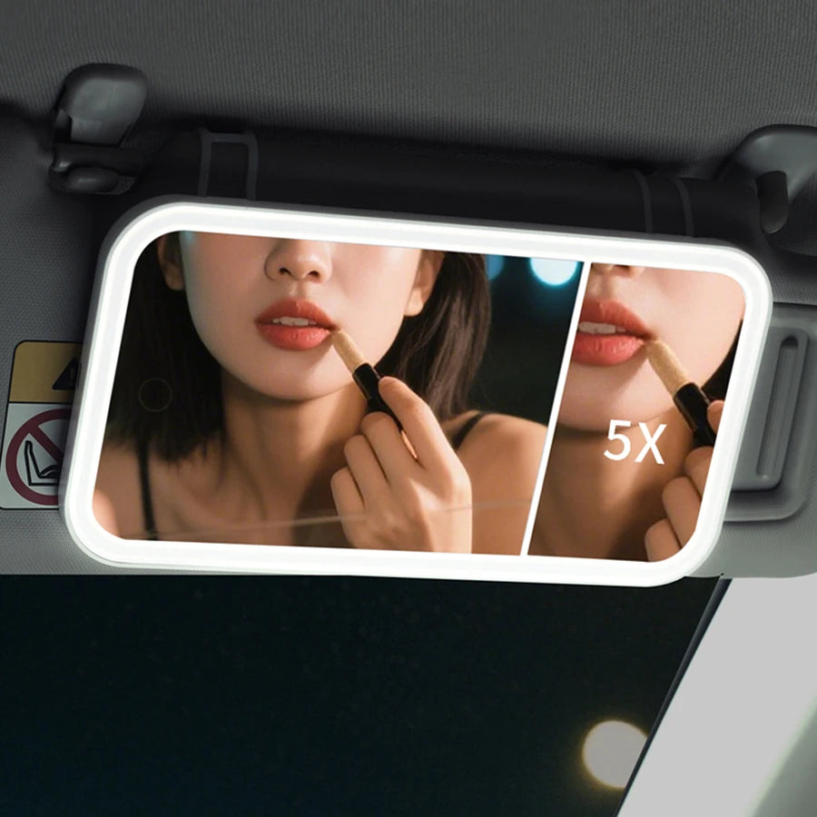 Car Vanity Mirror with LED Lights & 5X Magnification | Cosmomiro LED Vanity Mirror QXL WHITE